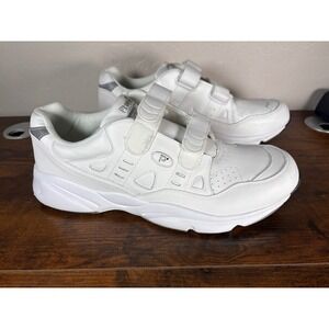 Propet Stability Walker M2035 Mens White Leather Hook Loop Walking Shoes Size 15